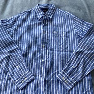 Faconable Mens medium, linen cabana long sleeve shirt.